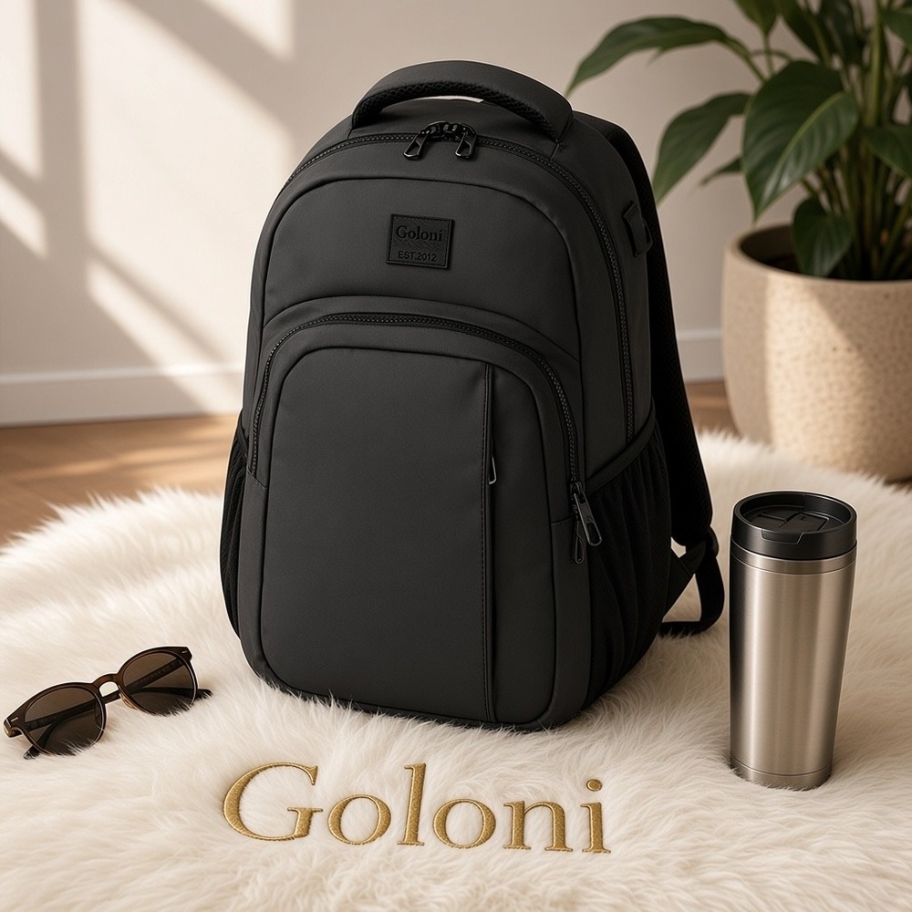 Goloni Black Laptop Backpack USB Charging Port Tech Commuter Travel Bag